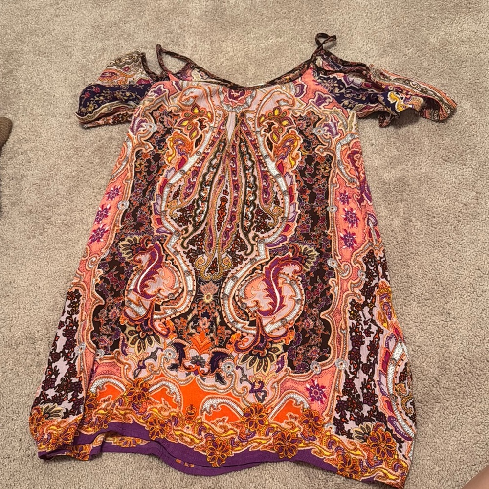 Vibrant Paisley Off-Shoulder Dress